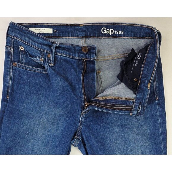 Gap 1969 Size 12 Regular Womens 31X32 Authentic Flare Blue Denim 5 Pocket Jeans - Picture 10 of 12